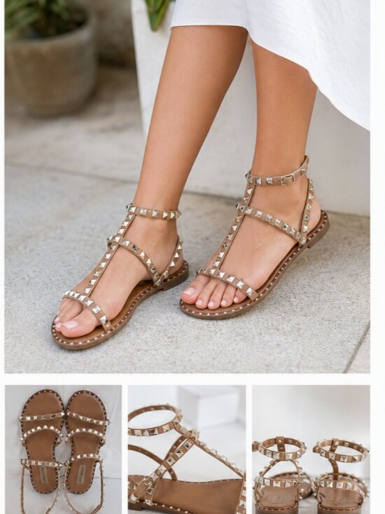 Steve Madden Shoes - Steve Madden Studded Tan Sandals – Size 9